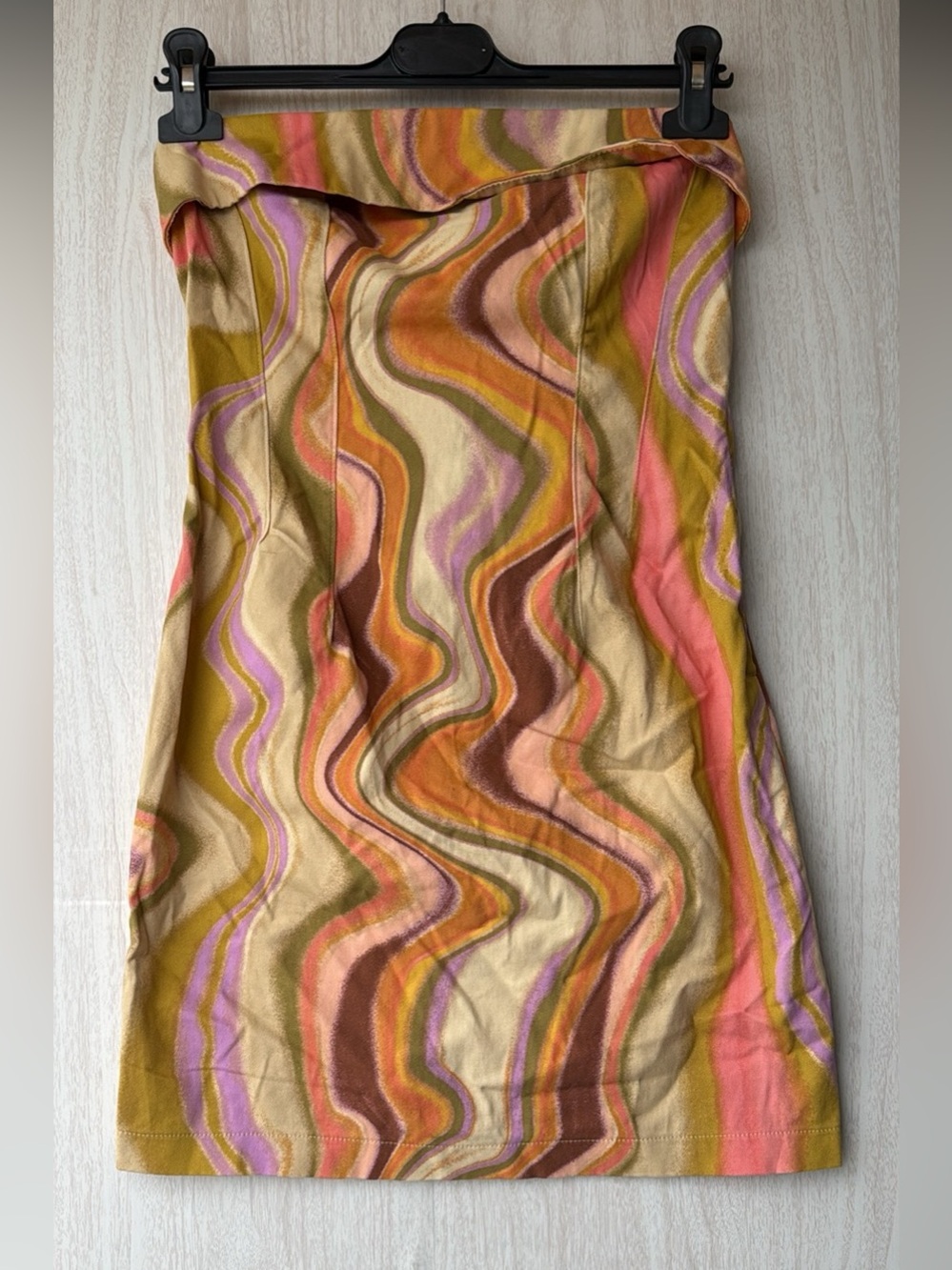 wild fable Multicolor Wave-Print Mini Skirt in Pink, Orange, Brown, Cream, Olive